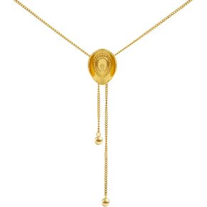 Gold Western Cowgirl Hat Necklace for Women, Cowgirl Accessories, Bolo Tie Cowboy Necktie Western Long Necklace Jewelry Gift