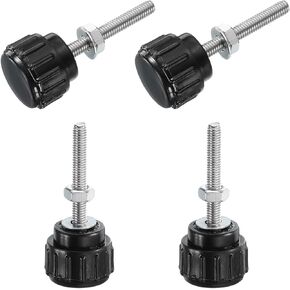 uxcell 4 Set M4 x 40mm Male Thread Knurled Knobs Thumb Screws with Nuts Washers, Clamping Knob Grip 14mm Plastic Head Hand Knobs Thumbscrews, Black