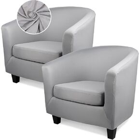 Barrel Chair Slipcovers, 2 Piece Stretch Tub Chair Slipcovers with Cushion Cover, Round Soft Armchair Sofa Cover Removable Couch Furniture Protector for Bar Living Room Bedroom Hotel Counter