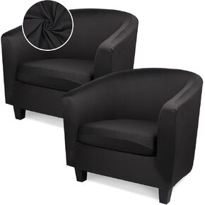 Barrel Chair Slipcovers, 2 Piece Stretch Tub Chair Slipcovers with Cushion Cover, Round Soft Armchair Sofa Cover Removable Couch Furniture Protector for Bar Living Room Bedroom Hotel Counter in Kuwait