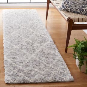 SAFAVIEH Berber Shag Collection Area Rug - 8' x 10', Ivory & Grey, Rustic Boho Design, Non-Shedding & Easy Care, 1.25-inch Thick Ideal for High Traffic Areas in Living Room, Bedroom (BER574G)
