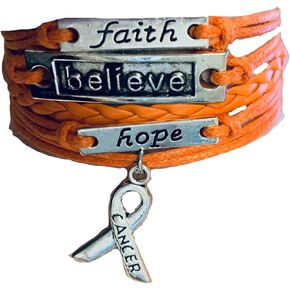 Infinity Collection Orange Ribbon Bracelet, Leukemia Awareness, MS Awareness, Self Injury, Kidney Cancer, ADHD, Malnutrition Awareness, Awareness Jewelry for Women