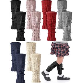 JaGely 6 Pairs Kawaii Leg Warmers Y2K Harajuku Leg Warmers for Girls Women Japanese Leg Warmers Cute Knitted Lolita Costume in Kuwait