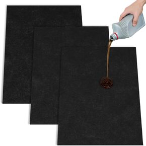 Yesland 3 Pack Garage Floor Mat, 29 x 36 Inch Oil Spill Mat Cart Mat Under Car Waterproof Rubber Backing Layer Mat, Black Oil Absorbent Motorcycle Mat Protects Floor from Spills Drips Splashes Stains