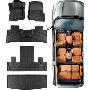 7 Seats 2018-2024 for Ford Expedition Floor Mats & Cargo Liner XLT/Limited/King Ranch/Platinum (No for Max), All Weather Car Floor Liners for Expedition Accessories 2019 2020 2021 2022 2023 Rubber