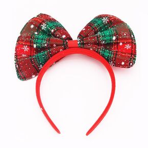 ROMODIYA عيد الميلاد عقال الأحمر Bowknot الشعر هوب مشرق Hairband ندفة الثلج تصميم عيد الميلاد الشعر للنساء الفتيات الديكور الزفاف عيد ميلاد حزب اللوازم 1PCS
