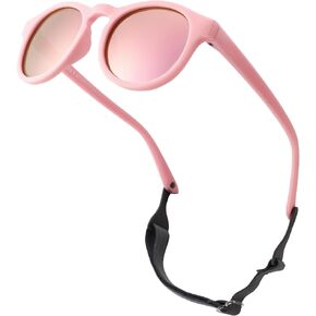 Pro Acme Baby Infant Sunglasses, Polarized Round Frame with Strap, TPEE Rubber Flexible for Newborn 0-24 months