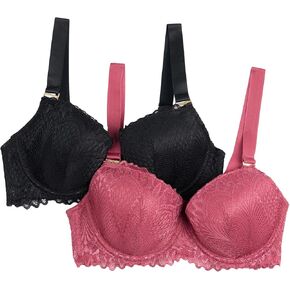 BCBGMAXAZRIA Women's Luxe Lace 2-Pack Push Up Bra