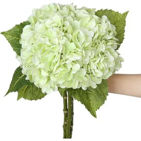 SIITUMEIZI Green Hydrangea Artificial Flower Faux Hydrangea Green Flowers 21 Inch Fake Hydrangeas 3Pc