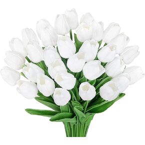 30 قطعة من زهور التوليب الاصطناعية للديكور، لمسة حقيقية من البولي يوريثان المزيفة ترتيب زهور التوليب نباتات صناعية صناعية داخلية لديكور المنزل وحفلات الزفاف وعيد الحب وعيد الفصح وديكورات الربيع in Kuwait