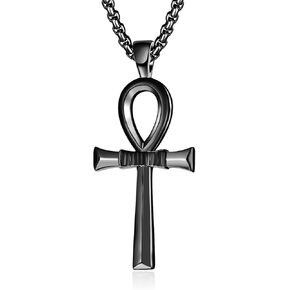 ADMETUS Ankh Necklace Men 925 Sterling Silver Egyptian Ankh Cross Pendant Egyptian Jewelry Gifts for Men with 22"+2" Rolo Chain