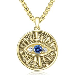 Evil Eye Necklace 925 Sterling Silver Blue Evil Eyes Pendant Protection Charm Necklaces with Stainless Steel Chain Jewelry Gifts for Men Women