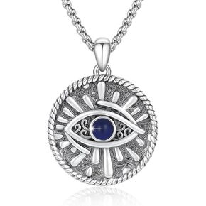 Evil Eye Necklace 925 Sterling Silver Blue Evil Eyes Pendant Protection Charm Necklaces with Stainless Steel Chain Jewelry Gifts for Men Women