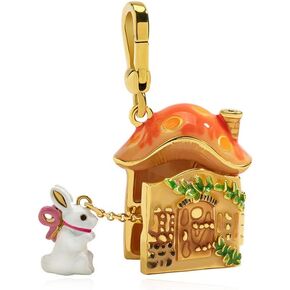 Rabbit Bunny Mushroom House Enamel Necklace Key Pendant With Two Chains Juicy Grape Mothers' Day Vacation