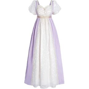 FCCAM Regency Dresses for Women Floral 1800s Regency Era Dress Empire Waist Regency Ball Gown
