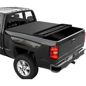 Quad Fold Truck Bed Cover, Soft Tonneau Cover Compatible With 2014-2018 Chevy Silverado 1500 Gmc Sierra 1500,Tonneau Covers for Trucks Protecting Your Cargo Suitable for All Kinds of Weather