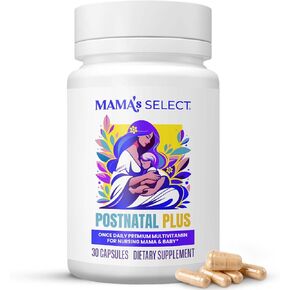 Mama's Select Postnatal Plus Multivitamin - Postnatal Vitamins for Breastfeeding Moms, Postpartum Vitamins, Lactation Support, MTHFR Safe Breastfeeding Supplements, 60 Gentle Veggie Capsules
