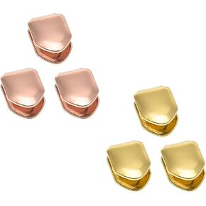 gofidin 6PCS Gold Silver Plated Small Single Tooth Cap Grillz Hip Hop Teeth Grill Gold Teeth Set Single Flat Teeth Set Jewelry