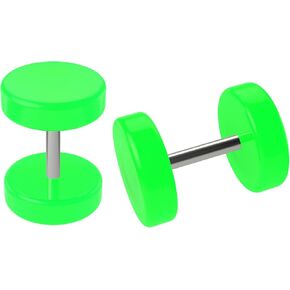 2pc 0g Neon Fake Ear Gauges Green Illusion Earrings 16g Cheater Plugs Stretched Ear Piercing Jewelry