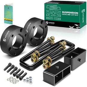 YHTAUTO 3 inch Front and 2 inch Rear Leveling Lift w/Hardware Compatible with 2004-2023 Nissan Titan, RWD/4WD Only, Blocks & Strut Spacers & Extended U-Bolts Suspension Leveling Kit Set of 8