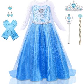 Princess Dress Costume for Girls Halloween Party Cosplay Princess Dress Up Snow Queen Fancy Dress Up Birthday Outfit
