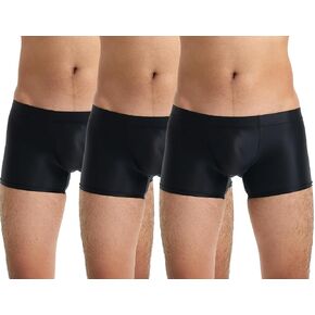 SEAUR 3 Pack Mens Silky Boxer Briefs Low Rise See Through Thin Panties Solid Smooth Stretchy Traceless Trunks