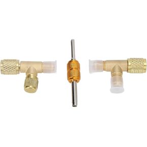 Tnfeeon Quick Coupler Tee Adapter, Quick Coupler Access Tee Valves Core Tee Adapter Valves Core Wrench for Vacuum Gauge R22 R12 R134