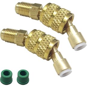 2PCS R410A Mini Split Adapter, 5/16" Female to 1/4" Male Flare, SAE Swivel Fitting with 45° Angle Thimble, Charging Vacuum Adapter for Mini Split AC, HVAC and Refrigerant Services