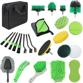 25Pcs Car Interior Detailing Kit, Detailing Brush Set, Windshield Cleaning Tool, Microfiber Towels, Car Wheel Tire Brush, Car Cleaning Kit for Interior, Exterior, Air Vents, Wheels