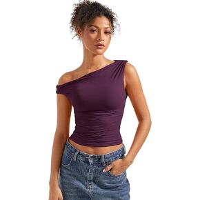 SUUKSESS Women Off Shoulder Tops Sleeveless Shirts Y2K Going Out Crop Tank Top
