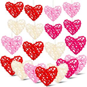 Juexica 36 Pieces Valentine's Day Rattan Hearts DIY Heart Wicker Vase Filler Craft Natural Wicker Rattan Heart Balls Heart Shaped Rattan Balls Orbs Decor for Home Wedding Decoration(Heart Style)