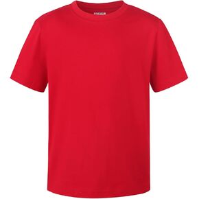 Spring&Gege Boys Heavyweight Soft Cotton Short Sleeve Crewneck T Shirts(5-14 Years)