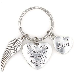 You Are Always in My Heart Angel Wing Family Charm Keychain
