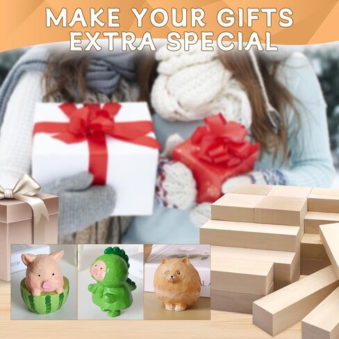 10PCS Basswood Carving Block, VIBRATITE Whittling Wood Carving Kit, Unfinished Bass Wood Block for Beginners Carving DIY Wood Carving Crafts (6"x2"x2", 2"x2"x2") in Kuwait