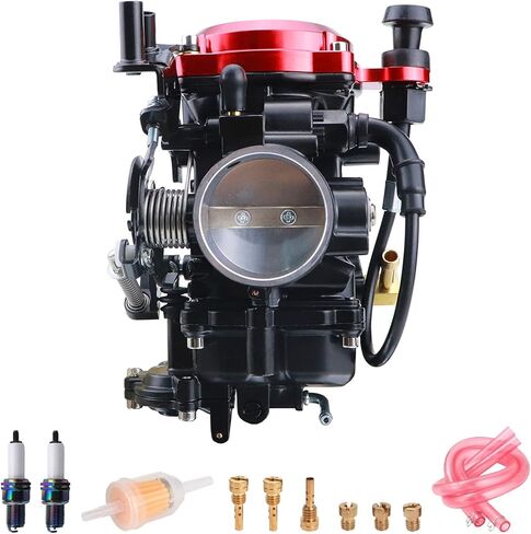 CV40 Carburetor with Choke Cable, for Harley Davidson Sportster XL XLH 883 1200 Softail Touring Dyna Road King Carb 27421-99 (Golden Cover) in Kuwait