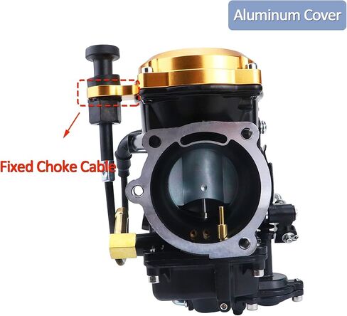 CV40 Carburetor with Choke Cable, for Harley Davidson Sportster XL XLH 883 1200 Softail Touring Dyna Road King Carb 27421-99 (Golden Cover) in Kuwait