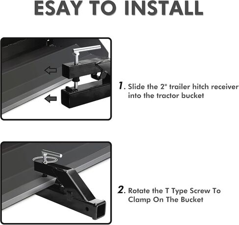 Clamp On Trailer Hitch Receiver 2 Inch Ball Mount Adapter for Tractor Bucket Fits All 2" Hook Inserts in Saudi Arabia