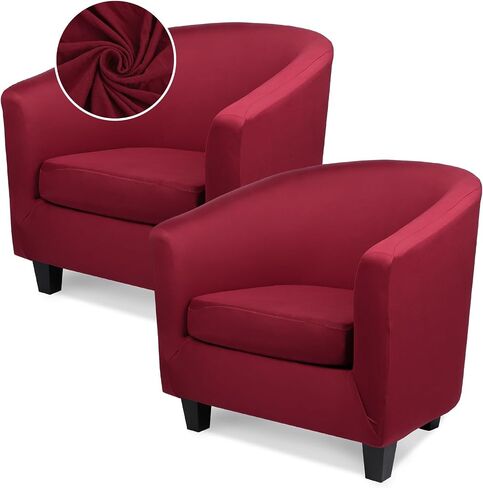 Barrel Chair Slipcovers, 2 Piece Stretch Tub Chair Slipcovers with Cushion Cover, Round Soft Armchair Sofa Cover Removable Couch Furniture Protector for Bar Living Room Bedroom Hotel Counter in Kuwait