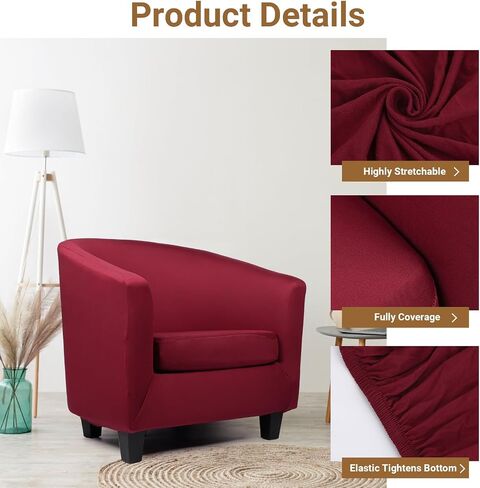 Barrel Chair Slipcovers, 2 Piece Stretch Tub Chair Slipcovers with Cushion Cover, Round Soft Armchair Sofa Cover Removable Couch Furniture Protector for Bar Living Room Bedroom Hotel Counter in Kuwait