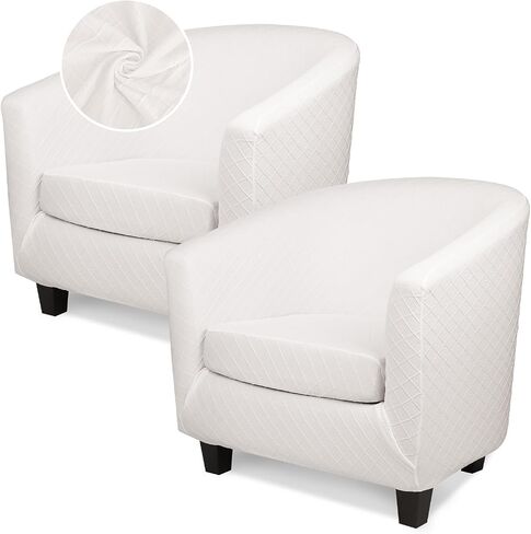 Barrel Chair Slipcovers, 2 Piece Stretch Tub Chair Slipcovers with Cushion Cover, Round Soft Armchair Sofa Cover Removable Couch Furniture Protector for Bar Living Room Bedroom Hotel Counter in Kuwait