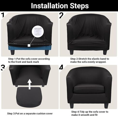 Barrel Chair Slipcovers, 2 Piece Stretch Tub Chair Slipcovers with Cushion Cover, Round Soft Armchair Sofa Cover Removable Couch Furniture Protector for Bar Living Room Bedroom Hotel Counter in Kuwait