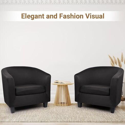 Barrel Chair Slipcovers, 2 Piece Stretch Tub Chair Slipcovers with Cushion Cover, Round Soft Armchair Sofa Cover Removable Couch Furniture Protector for Bar Living Room Bedroom Hotel Counter in Kuwait