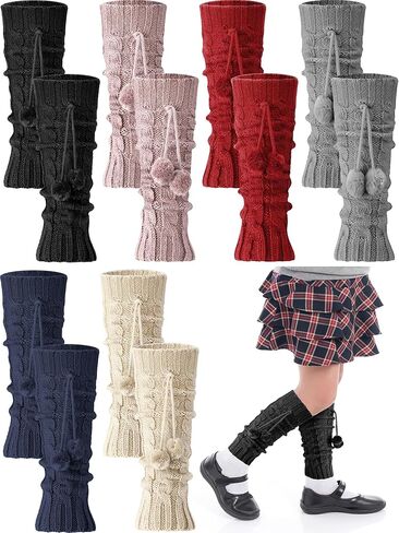 JaGely 6 Pairs Kawaii Leg Warmers Y2K Harajuku Leg Warmers for Girls Women Japanese Leg Warmers Cute Knitted Lolita Costume in Kuwait