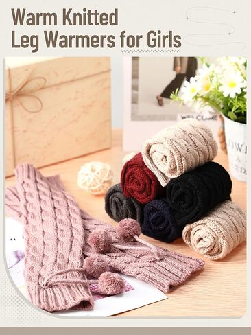 JaGely 6 Pairs Kawaii Leg Warmers Y2K Harajuku Leg Warmers for Girls Women Japanese Leg Warmers Cute Knitted Lolita Costume in Kuwait