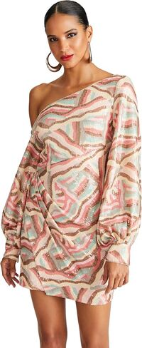 فستان كيمورا النسائي من HALSTON باللون الجيود الترتر in Kuwait