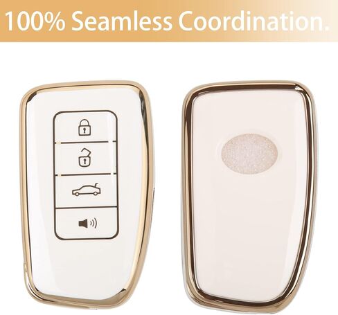 UTFT-17 For LEXUS Key fob Cover,Soft TPU Full Protection Cover,gold Keychains,for LEXUS RX Is ES GS LS NX RS GX LX RC LC Smart Key White in Kuwait