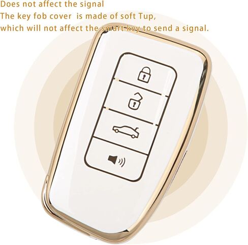UTFT-17 For LEXUS Key fob Cover,Soft TPU Full Protection Cover,gold Keychains,for LEXUS RX Is ES GS LS NX RS GX LX RC LC Smart Key White in Kuwait