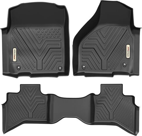 سجادات أرضية YITAMOTOR تناسب 2013-2018 Dodge Ram 1500/2500/3500 Crew Cab، 2019-2024 Ram 1500 Classic Crew Cab الصف الأول والثاني لجميع الأحوال الجوية، بطانات أرضية شديدة التحمل باللون الأسود in Saudi Arabia