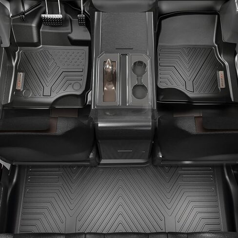 سجادات أرضية YITAMOTOR تناسب 2013-2018 Dodge Ram 1500/2500/3500 Crew Cab، 2019-2024 Ram 1500 Classic Crew Cab الصف الأول والثاني لجميع الأحوال الجوية، بطانات أرضية شديدة التحمل باللون الأسود in Saudi Arabia