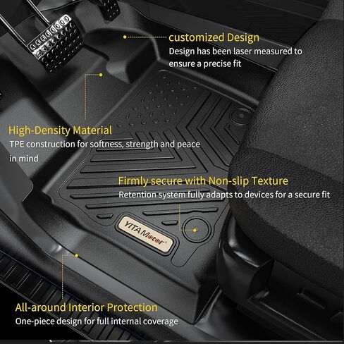 سجادات أرضية YITAMOTOR تناسب 2013-2018 Dodge Ram 1500/2500/3500 Crew Cab، 2019-2024 Ram 1500 Classic Crew Cab الصف الأول والثاني لجميع الأحوال الجوية، بطانات أرضية شديدة التحمل باللون الأسود in Saudi Arabia